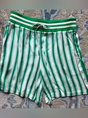 Anthropologie Green and White Stripe  Shorts NWOT